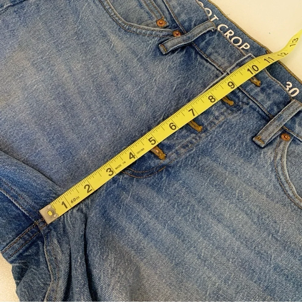J. Crew Billie Demi Boot Crop Jeans‎ Womens 30 Distressed Medium Blue button fly